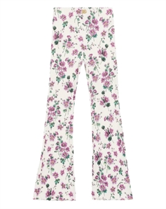 Брюки в рубчик с цветочным принтом, белый Dolce & gabbana kids