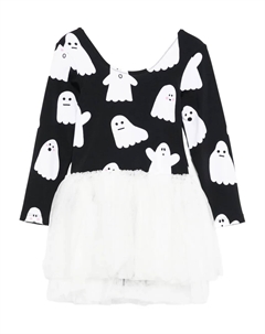 Платье из тюля с призрачным принтом, черный Stella mccartney kids