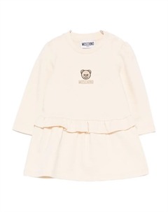 Платье с вышитыми воланами, нейтральный Moschino kids