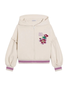 Худи с цветочной вышивкой, нейтральный Dolce & gabbana kids
