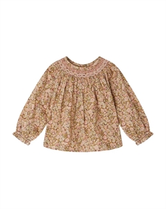 Рубашка со сборками и цветочным принтом, розовый Bonpoint