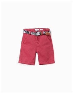 Бермуды детские из саржи с поясом, красный Zippy