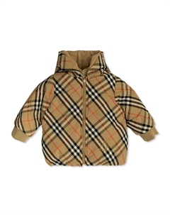 Пуховик в клетку, нейтральный Burberry kids