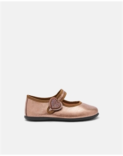 Балетки металлик Сердечко со стразами, коричневый Conguitos