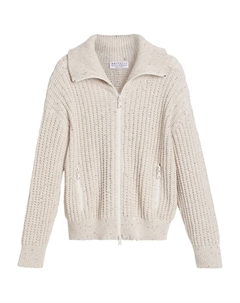 Кардиган из смесового хлопка, нейтральный Brunello cucinelli kids