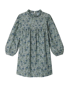 Платье с оборками и цветочным принтом, синий Bonpoint