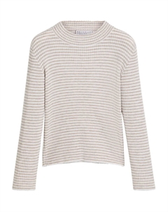 Полосатый ребристый свитер, нейтральный Brunello cucinelli kids