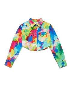 Рубашка с абстрактным принтом и тисненым логотипом, синий Dsquared2 kids