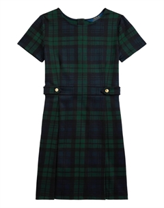 Платье в клетку с плиссированной юбкой, черный Polo ralph lauren kids
