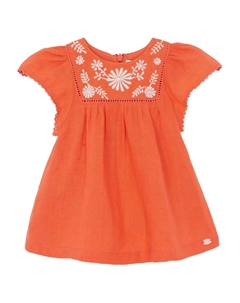 Платье с короткими рукавами и вышивкой, оранжевый Tartine et chocolat