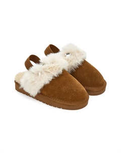 Слиперы с мехом, коричневый Monnalisa