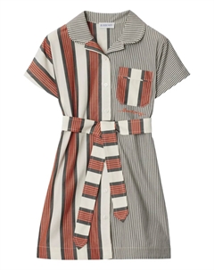 Полосатое платье-рубашка, белый Burberry kids