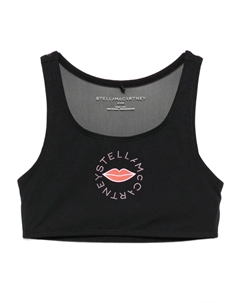 Укороченный топ с принтом губ, черный Stella mccartney kids