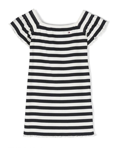 Полосатое платье в рубчик с вышитым логотипом, синий Tommy hilfiger junior