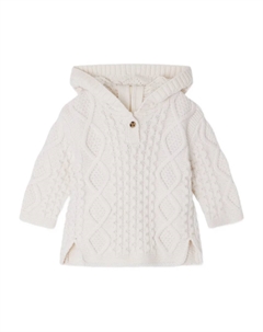 Кардиган фактурной вязки с капюшоном, белый Bonpoint