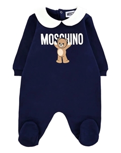 Ромпер с воротником Питер Пэн и принтом, синий Moschino kids