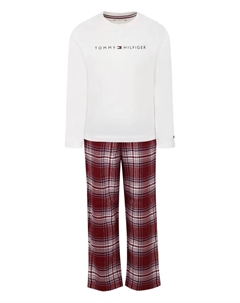 Клетчатая пижама с логотипом, белый Tommy hilfiger junior