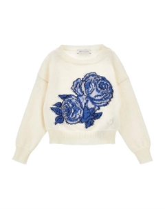 Вязаный топ с вышитыми розами, нейтральный Monnalisa