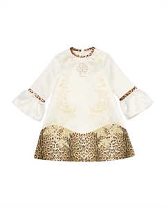 Платье с оборками и леопардовым принтом, нейтральный Roberto cavalli