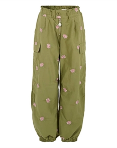 Брюки-карго с вышитыми розами, зеленый Stella mccartney kids