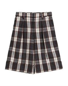 Клетчатые шорты со складками, коричневый Brunello cucinelli kids