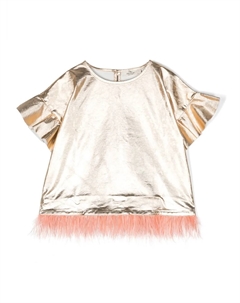 Футболка из органического хлопка с оборками на манжетах, золотой Andorine