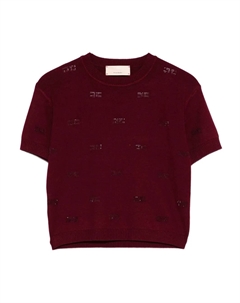 Топ с короткими рукавами и кристаллами, красный Elisabetta franchi la mia bambina