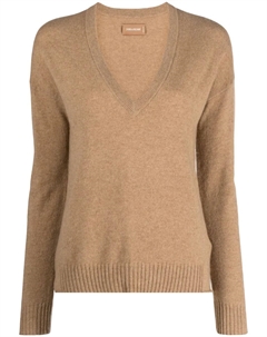Кашемировый джемпер с V-образным вырезом, коричневый Zadig&voltaire