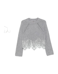 Кашемировый свитер с кружевом, серый Ermanno scervino
