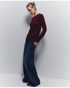 Базовый джемпер с круглым вырезом, бордовый Сфера