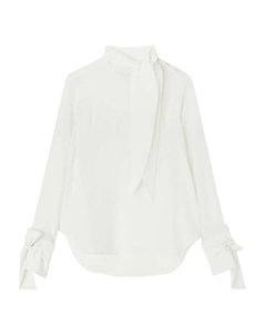 Блузка с завязкой на шее и бантом, нейтральный Ermanno scervino