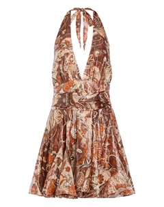 Мини-платье Alexandria с узором пейсли и вырезом халтер Retrofete, коричневый