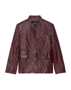 Мятая кожаная куртка, красный Zadig&voltaire