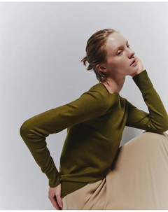 Базовый джемпер с круглым вырезом, зеленый Сфера