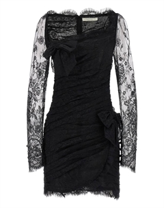 Мини-платье из кружева с бантом, черный Alessandra rich