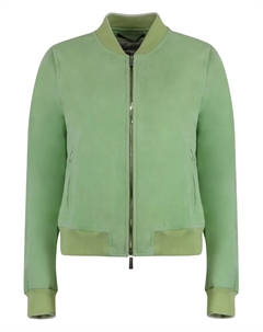 Замшевая куртка-бомбер с двойной молнией, зеленый Moorer