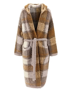 Клетчатый халат с капюшоном, коричневый Brunello cucinelli