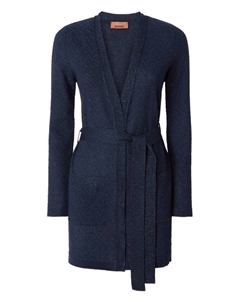 Кардиган с поясом и шевронным узором, синий Missoni