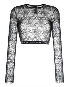 Укороченный кружевной топ Be Icon, черный Dsquared2