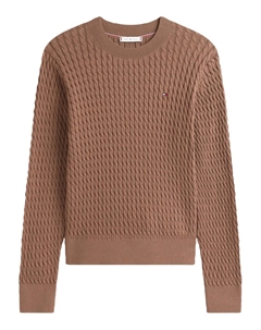 Пуловер с косой вязкой, коричневый Tommy hilfiger