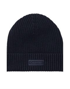 Шапка Patch Chunky Rib Cotton Beanie LV04D8053G, синий Calvin klein