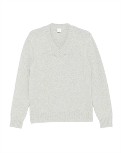 Шерстяной свитер с V-образным вырезом, серый Eleventy