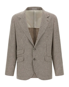 Однобортный блейзер в клетку «гусиная лапка» Brunello cucinelli