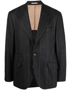 Однобортный пиджак в тонкую полоску, серый Brunello cucinelli