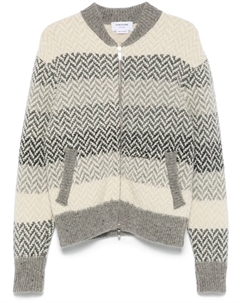Жаккардовый бомбер с узором в елочку, серый Thom browne