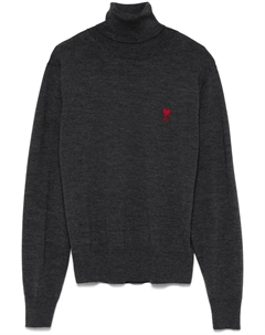 Шерстяной джемпер с монограммой Ami de Coeur, серый Ami paris