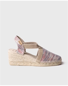 Женские блестящие плетеные эспадрильи на клиновидной подошве с резинками, многоцветный Toni pons