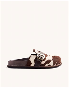 Женские кожаные сабо с принтом под зебру, черный/белый Gioseppo