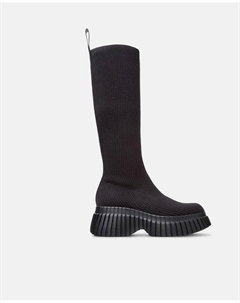 Женские сапоги Pix BCN высокие текстильные в рубчик, черный Camper