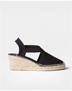 Женские эспадрильи на клиновидной подошве из гладкой ткани с резинками, черный Toni pons